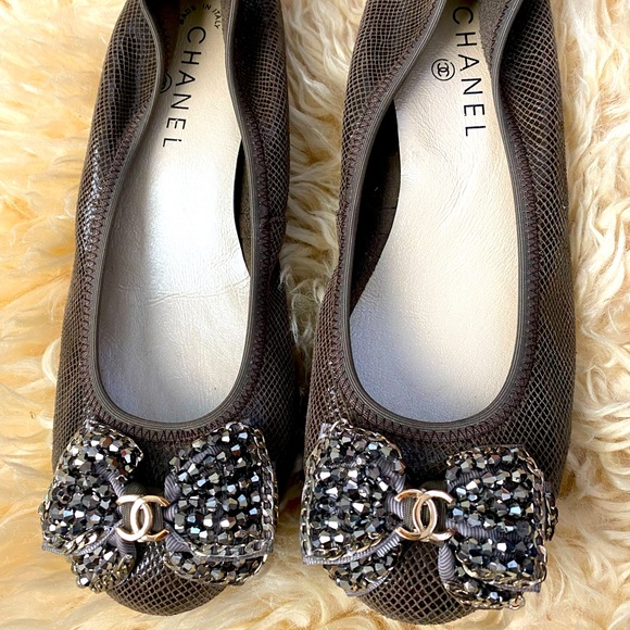 CHANEL sparkle bead bow flats - Picture 1 of 4